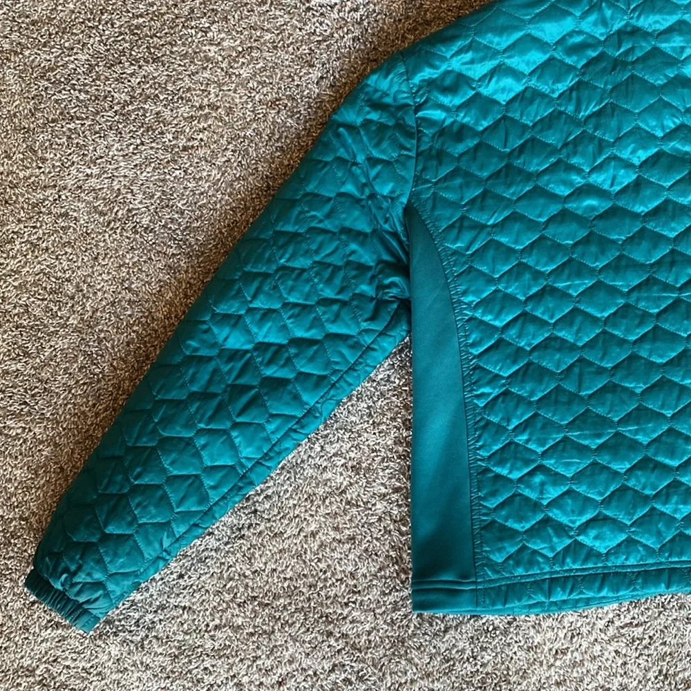 L.L. Bean EUC Teal Thinsulate Mock Collar Mixed Media Puffer Jacket, Women’s S - Picture 10 of 15